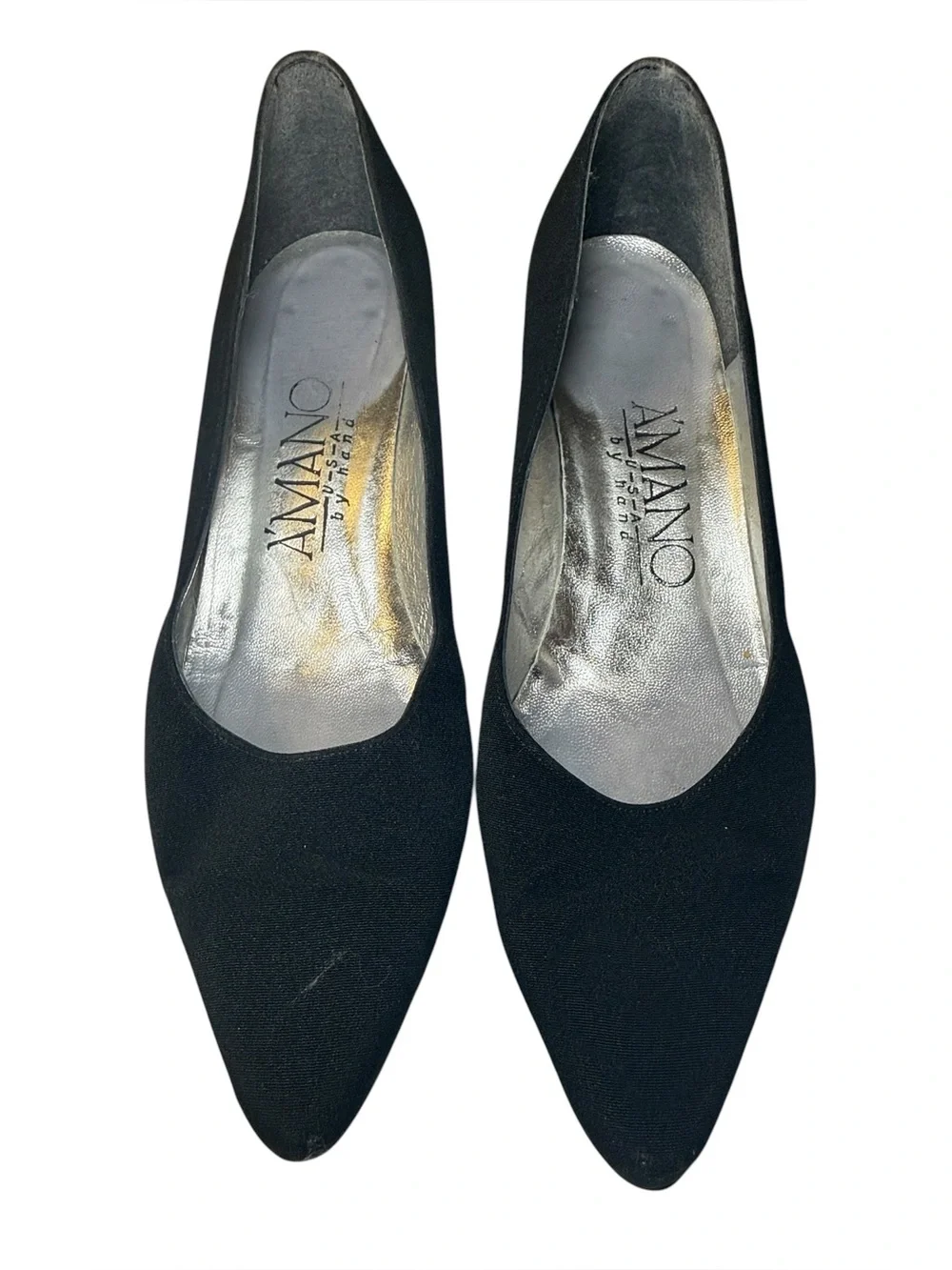 Vintage A’Mano Women’s Black Kitten Heels Size 7.5 Medium EUC